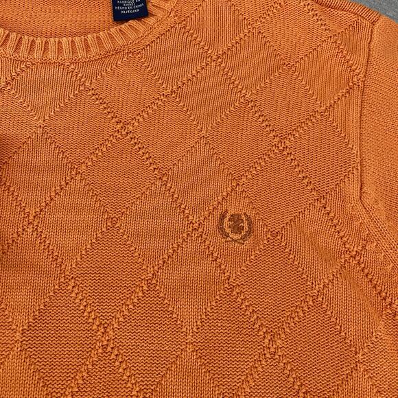 Izod Argyle/Diamond Knit Scoop Neck Sweater Pumpkin Orange Womens XL - Picture 5 of 8